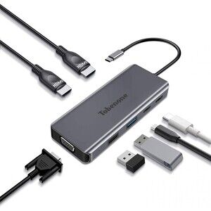 USB-C Laptop Docking Station Dual Monitor, 8-in-1 C Dock, Model UDS-08